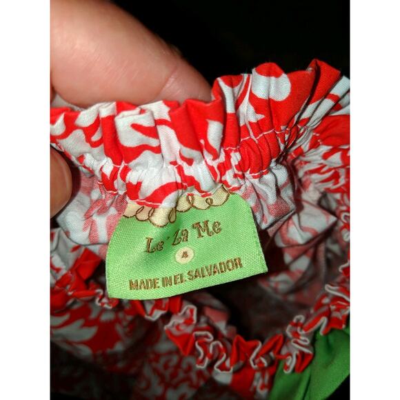 Le Za Me Girls Sz. 4 Red & Green Floral Dress. Beautiful, Classic - Picture 2 of 8